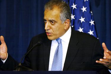 f_US Ambassador to Iraq Zalmay Khalilzad speaks during a press conference following an Iraqi parliament