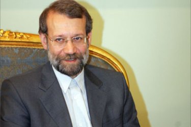 Ali Larijani, Iran's top national security official, is seen during his meeting with Egyptian President Hosni Mubarak in Cairo 11 June 2006. Speaking to reporters upon arriving in Cairo, Larijani urged all Muslim countries to follow in the Islamic republic's footsteps and develop a nuclear energy program.