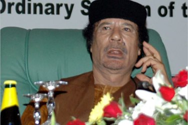 afp - Libyan leader Moamer Kadhafi opens 01 June 2006 in Tripoli the annual meeting of the Community of Sahel-Saharan States (CEN-SAD) which will last two days