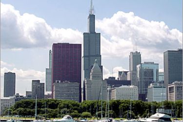 . AFP (FILES)The Sears tower (C) is seen in this 22 April 2005 file photo, from the harbor in Chicago, Illinois on the shores of Lake Michigan. US authorities have arrested seven men over