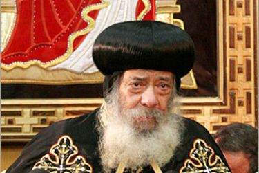 REUTERS /Pope Shenouda III, the head of the Coptic Church in Egypt, holds a news conference in Cairo July 10, 2006, to discredit Pope Maximus I who has appointed himself head of the