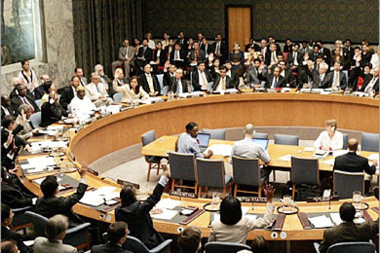 REUTERS /Members of the U.N. Security Council vote at the United Nations in New York on a resolution calling for an end to the conflict in Lebanon August 11, 2006. The U.N. Security