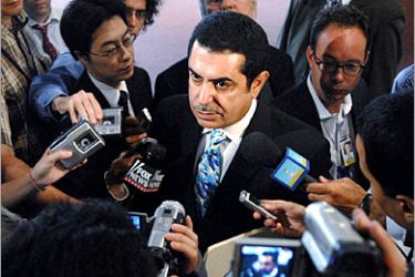 REUTERS /Qatari Ambassador to the UN Nassir Abdulaziz Al-Nasser speaks to reporters before a meeting of the UN Security Council at the United Nations in New York August 7, 2006.