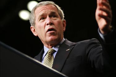 f_US President George W. Bush speaks during an address on the "war on terror" 29 September 2006 in Washington, DC. Bush spoke on the war as the White House scrambled