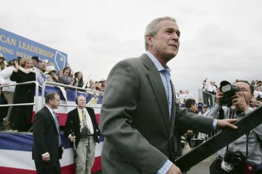 U.S. President George W. Bush attends a Republican party rally in Elko, Nevada November 2, 2006. Bush began a six-day election swing in the run up to the November 7