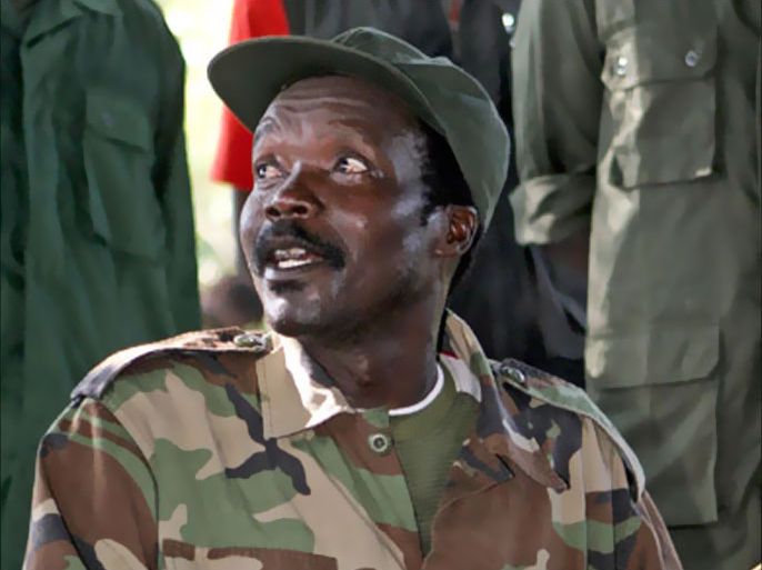 The leader of the Lord's Resistance Army, Joseph Kony answers journalists' questions 12 November at Ri-Kwamba in Southern Sudan following a meeting with UN humanitarian chief Jan Egeland.