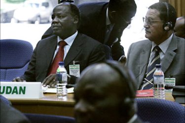 f_Sudan's Foreign Affair Minister Lam Akol looks (L) and Abdul Mahmud Abduhaleem Sudan Ambassador to the UN are pictured 16 November 2006