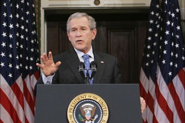 f_US President George W. Bush speaks during a press conference 20 December 2006 in the Indian Treaty Room of the Eisenhower Executive Office Building in Washington