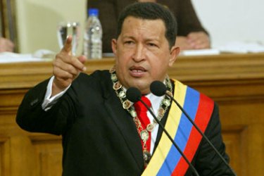 Venezuelan President Hugo Chavez delivers his annual message to the Nation from the National Assembly in Caracas