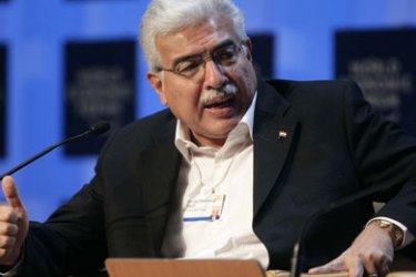 Egypt Prime Minister Ahmed Mahmoud Nazif speaks at the session 'The Future of the Middle East' at the World Economic Forum (WEF) in Davos January 27, 2007.