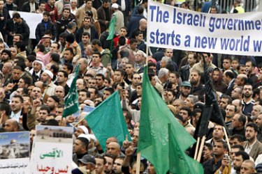 Thousands of Israeli Arabs protest against Israeli excavations near the al-Aqsa mosque compound in Jerusalem's Old City, in the northern Israeli Arab town of Nazareth