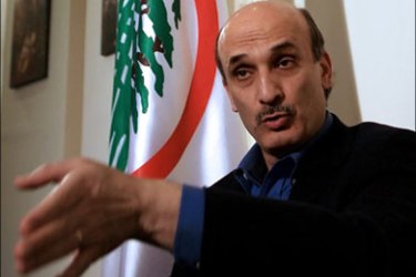 afp - Samir Geagae, leader of Christian Lebanese Forces (LF), speaks during an interview with AFP at his house in Bzommar