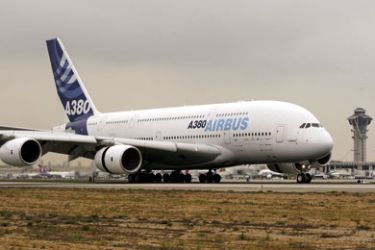 AFP/The Airbus A380, the world's largest airliner lands at Los Angeles International Airport (LAX) on 19 March, 2007. The historic first visit to the US West Coast, is being conducted by Airbus, Los Angeles World Airports and Qantas Airways to test airport function and compatibility in anticipation of Qantas' A380 passenger service at LAX, which is scheduled to begin in 2008. AFP