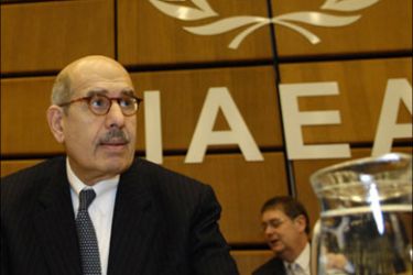 afp - International Atomic Energy Agency (IAEA) Director-General Mohamed ElBaradei waits for the start of the board of IAEA