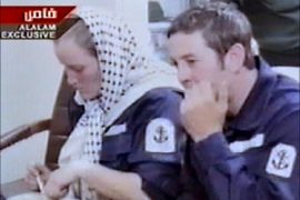 f_A video grab 28 March 2007 off the Iranian Arabic-language television station Al-Alam shows British servicewoman Faye Turney (L) eating with the British sailors seized last week