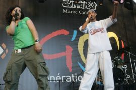 Moroccan rap group the Devil-Skulls perform for Rabat music festival "Mawazine" 11 May 2007. Hip Hop and Rap are particularly popular in the poorer suburbs of Moroccan