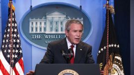 US President George W. Bush speaks during a press conference in the James Brady Press Briefing Room at the White House 12 July 2007. Bush said Thursday that