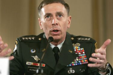 U.S. Army General David Petraeus, the top commander of U.S. forces in Iraq, testifies about the war in Iraq during a joint hearing of the U.S. House Armed Services Committee