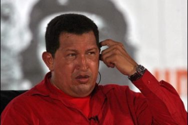 r/Venezuela's President Hugo Chavez speaks during his weekly broadcast in Santa Clara, Cuba October 14, 2007