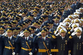 AFP/ Turkish Army soldiers take part in march in a military parade during the celebration of the Republic day in Ankara, 29 October 2007.