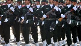 AFP/ In a file picture dated 22 September 2007, soldiers of Iran's elite Revolutionary Guards march during an annual military parade to mark Iran's eight-year war with Iraq in the capital Tehran. Iran's Revolutionary Guards, set to be the target of unilateral US sanctions, 25 October 2007