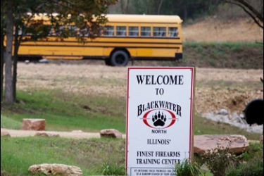 AFP/A sign marks the entrance of Blackwater’s training facility 02 October 2007 in Mount Carroll, Illinois. The chairman of Blackwater, a security contractor, testified 02 October 2007