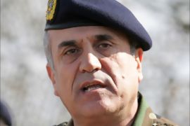 AFP/ (FILES) In file picture dated, 02 October 2006 Lebanese Army commander General Michel Suleiman speaks during a celebretion marking the deployment of the Lebanese Army at Labbuneh mountain near the Lebanese Israeli border.