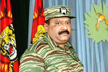 REUTERS /Velupillai Prabhakaran, leader of the Liberation Tigers of Tamil Eelam, attends the annual "Heroes' Week" statement at rebel-held territory in Kilinochchi November 27, 2007. Prabhakaran on Tuesday exhorted the entire Tamil-speaking world to back the rebels' fight for independence, saying he