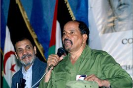 AFP Picture released by the Algerian Press Agency showing Mohamed Abdelaziz, Secretary General of the Saharawi Arab Democratic Republic (RASD) addressing delegates at the 12th Polisario congress held in Tirafiti, 14 December 2007, Western Sahara, some 550 kilometers from Al-Ayoun.