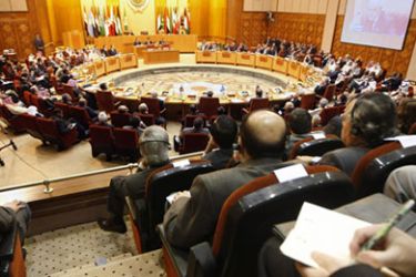 A general view shows the ministerial meeting at the Arab League headquarters in Cairo