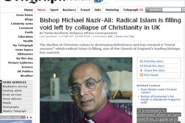 صورة من موقع www.telegraph.co.uk تناسب خبر ل Bishop Michael Nazir-Ali