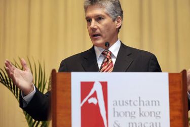 Australia’s Foreign Minister Stephen Smith speaks in Hong Kong on May 06, 2008. Smith was giving a speech on the Australia-Hong Kong connection to the Australian Chamber