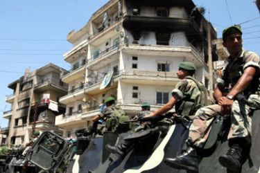 AFP/ Lebanese troops patrol the restive Bab Al-Tabbaneh district of the northern Lebanese city of Tripoli on June 24, 2008.