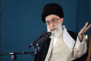 AFP PHOTO/Iran's supreme leader, Ayatollah Ali Khamenei, delivers a speech during the 19th anniversary of the death of Iran's late founder of the Islamic Republic Ayatollah Ruhollah Khomeini at Khomeini's mausoleum in Tehran on June 3, 2008.