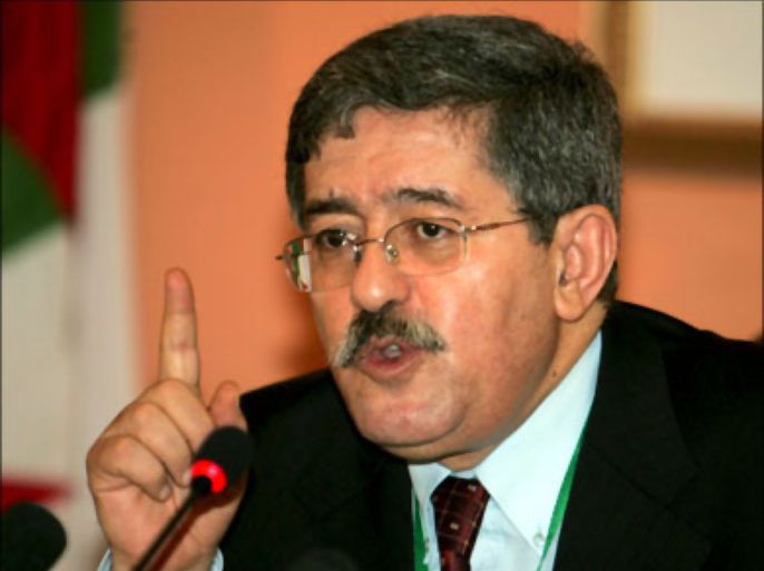 epa : Algerian Prime Minister and leader of Rally for National Democracy (RND) Ahmed Ouyahia speaks during a news conference in Algiers 27 June 2008. Algerian President