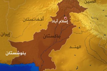 خارطة باكستان موضح عليها موقع اقليم بلوشستان