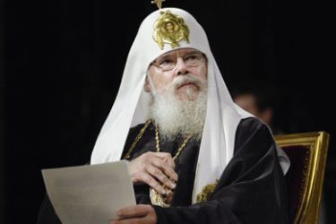 (FILES) -- File photo taken on October 3, 2007 shows Patriarch Alexy II of Moscow and of all Russia attending a mass at the Cathedrale Notre-Dame-de-Paris. A bishop