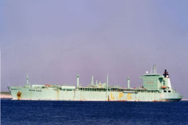A file photo taken in April 2008 shows Berge Sisar, a liquefied petroleum gas (LPG) tanker from which gunmen kidnapped eight foreign oil workers off Nigeria's Niger Delta early on July