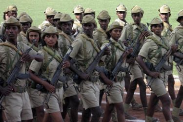 Eritrean soldiers march during the country's Independence Day in Asmara in this May 24, 2007 file photo. One of Africa's newest and smallest nations boasts one of the continent's