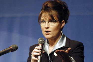 (FILES) Alaska Governor Sarah Palin speaks during the International Whaling Commission (IWC) meeting in Anchorage, Alaska, in this 28 May 2007 file photo.