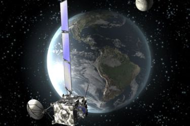 afp : This handout picture from the European Space Agency (ESA) retrieved on September 3, 2008 shows an artist’s rendition of ESA's probe Rosetta’s closest approach to Earth