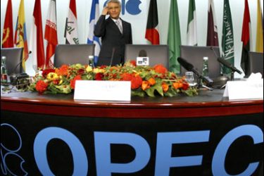r/Algerian Oil Minister and OPEC President Chakib Khelil arrives for a news conference after a meeting of OPEC oil ministers in Vienna in this September 10, 2008 file