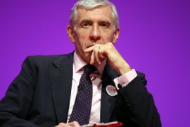 British Justice Secretary Jack Straw takes part in a question and answer session on the second day of the annual Labour Party conference in Manchester