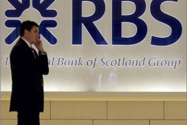 A Royal Bank of Scotland branch is pictured in central London, on October 7, 2008.