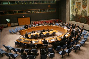 /AFP - Members of Security Council listen to presidential statement after a Security Council consultations on the latest development in the Democratic Republic of the Congo October 29, 2008 at United Nations