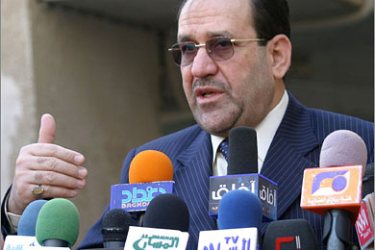AFPIraqi Prime Minister Nuri al-Maliki talks to the press after a meeting with Iraq's top Shiite cleric Grand Ayatollah Ali al-Sistani in Najaf on October 10, 2008