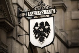 A Barclays bank logo is pictured in central London, on October 01, 2008. Shares fell in Barclays fell 8% Tuesday October 7, 2008, which also saw Royal Bank of Scotland