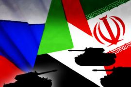 علم السودان وروسيا وإيران ودبابات