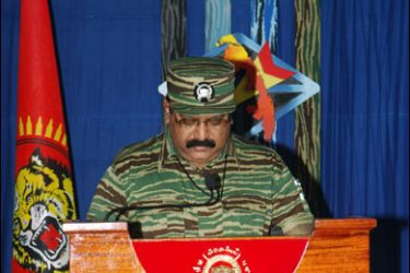 f/In this undated handout picture released by The Liberation Tigers for Tamil Eelam (LTTE) Velupillai Prabhakaran poses at an undisclosed location in Sri Lanka. The leader of Sri Lanka's Tamil Tiger rebels, Velupillai Prabhakaran, vowed in a radio broadcast November 27, 2008