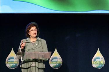 afp : Brazil's Chief of Staff Minister Dilma Rousseff delivers a speech on the opening of the five-day International Conference on Biofuels, in Sao Paulo, Brazil, on November